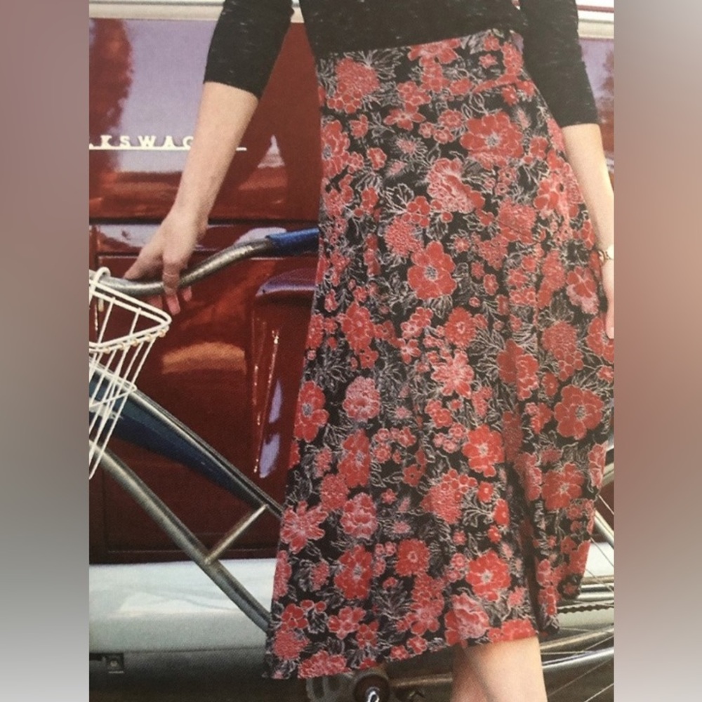 🎁Effie's Heart Deep Red, Black Jadinere Picnic A-Line Skirt Small (4-6)